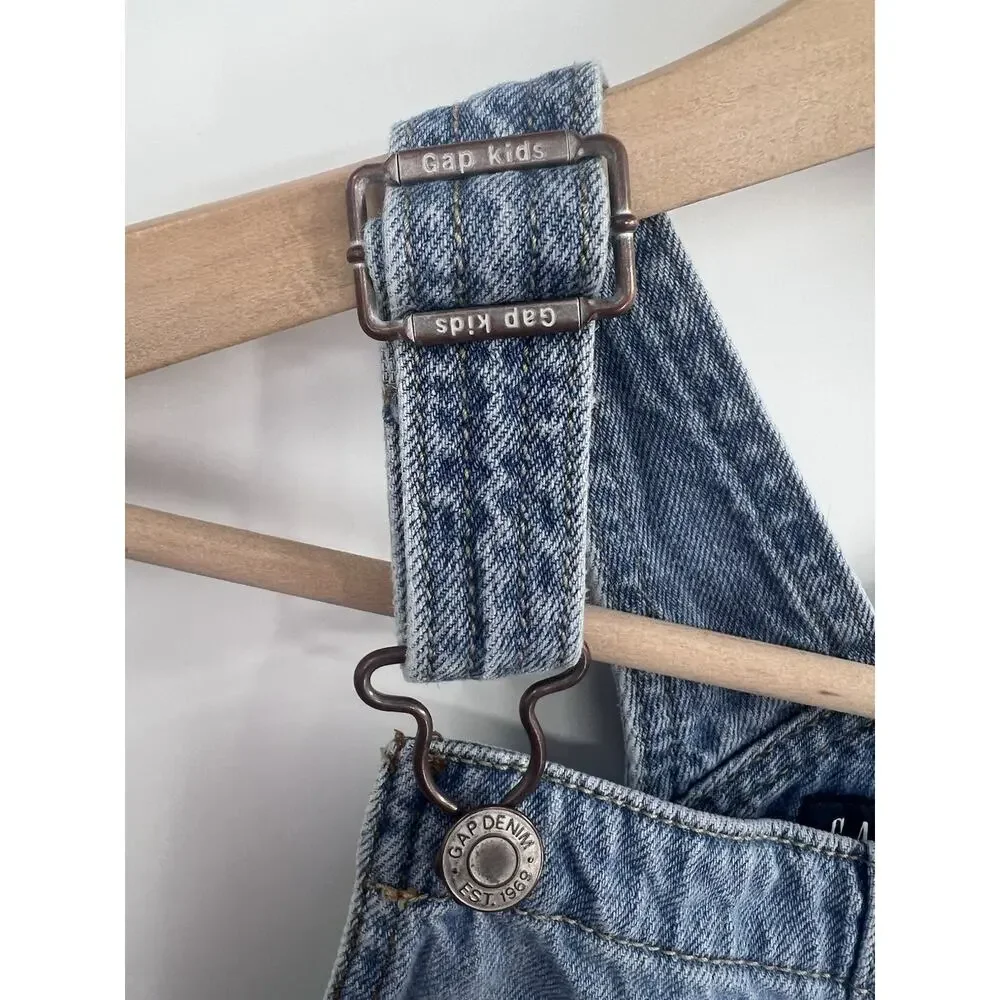 Gap Denim Girls Shortall Overalls Large Light Wash Cuffed